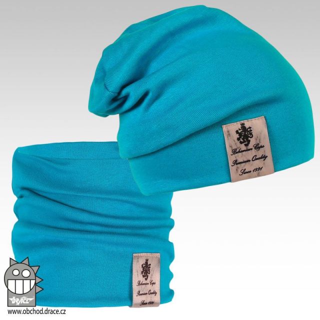Dráče Pastels double set čepice a nákrčníku vzor 09 modrá